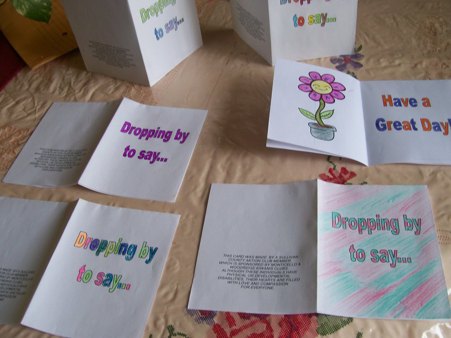 Cards made by members of Aktion Club of Sullivan County.